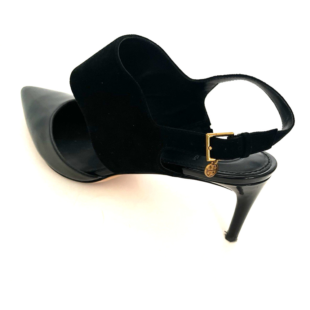 TORY BURCH ASHTON BLACK SUEDE/PATENT LEATHER PUMPS, SZ 9M, EXCELLENT CONDITION - Picture 6 of 14